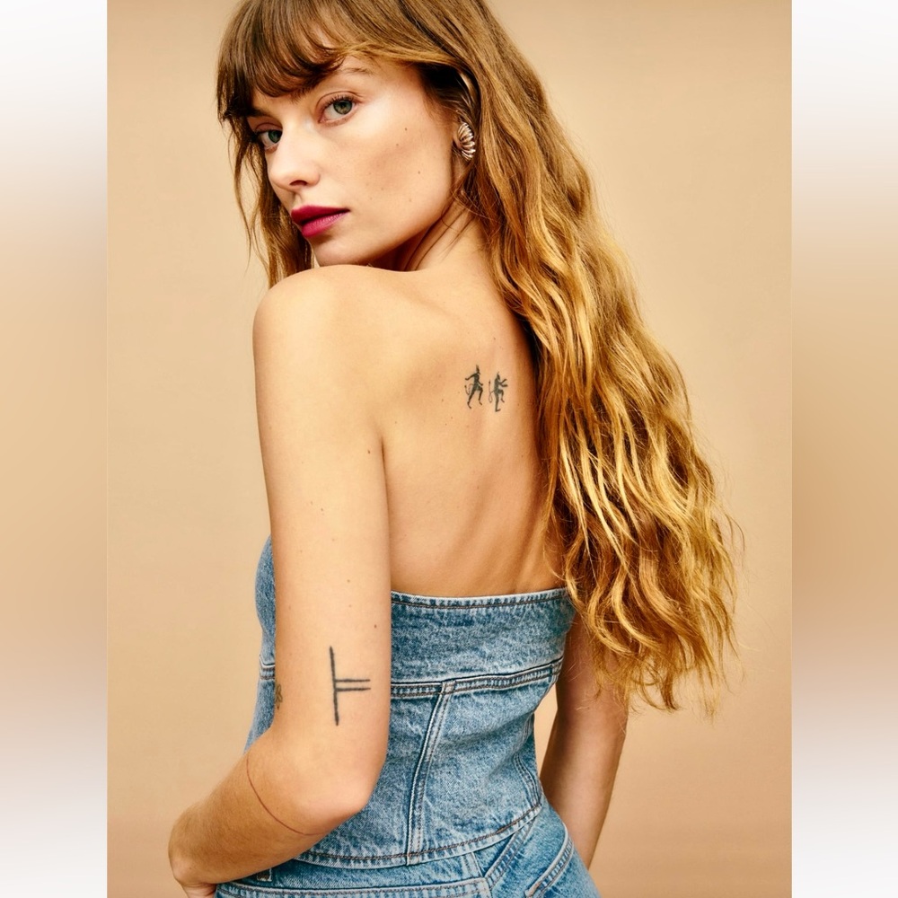 πΊπHPππΊ NWT Reformation Ena Denim Bustier Top - Picture 7 of 16
